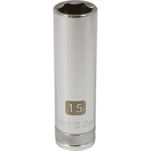 Dynamic Tools 1/2″ Drive 6 Point Metric, 15mm Deep Length, Chrome Finish Socket (D016215)