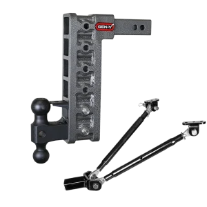 Gen-Y Hitch MEGA-DUTY 2″ Shank 12.5″ Drop 2K TW 16K Hitch & GH-051 Dual-Ball & GH-032 Pintle Lock (Stabilizer Kit Rec...