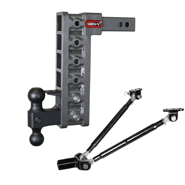 Gen-Y Hitch MEGA-DUTY 2″ Shank 12.5″ Drop 2K TW 16K Hitch & GH-051 Dual-Ball & GH-032 Pintle Lock (Stabilizer Kit Rec...