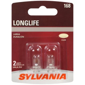 SYLVANIA 168 Long Life Incandescent Mini Bulb (Pack of 2) – 168LLBP