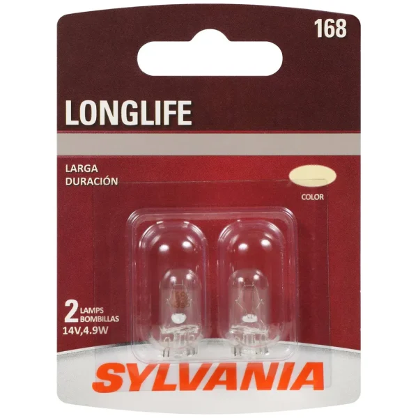 SYLVANIA 168 Long Life Incandescent Mini Bulb (Pack of 2) – 168LLBP