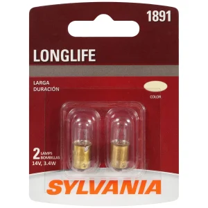 SYLVANIA 1891 Long Life Incandescent Mini Bulb (Pack of 2) – 1891LLBP
