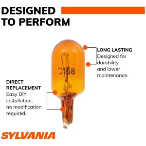 SYLVANIA 168NA Amber Long Life Incandescent Mini Bulb (Pack of 2) – 168NALLBP - view 2