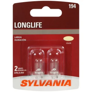 SYLVANIA 194 Long Life Incandescent Mini Bulb (Pack of 2) – 194LLBP