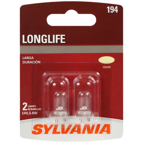 SYLVANIA 194 Long Life Incandescent Mini Bulb (Pack of 2) – 194LLBP