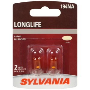 SYLVANIA 194NA Amber Long Life Incandescent Mini Bulb (Pack of 2) – 194NALLBP