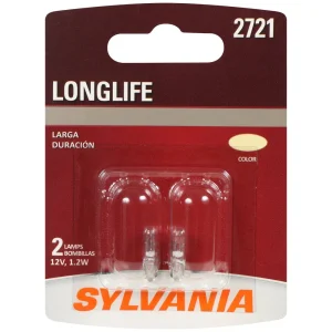SYLVANIA 2721 Long Life Incandescent Mini Bulb (Pack of 2) – 2721LLBP