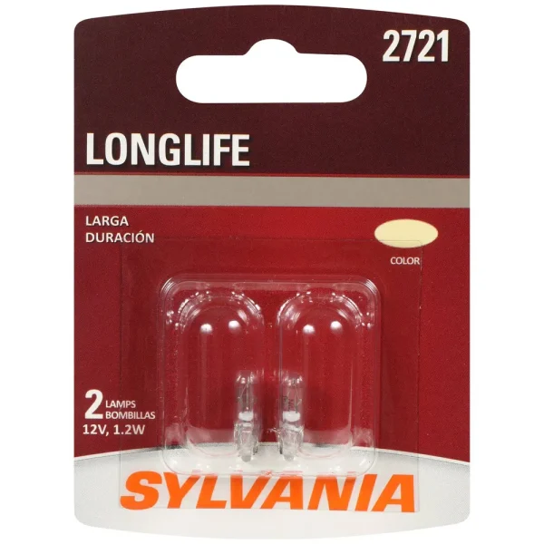 SYLVANIA 2721 Long Life Incandescent Mini Bulb (Pack of 2) – 2721LLBP