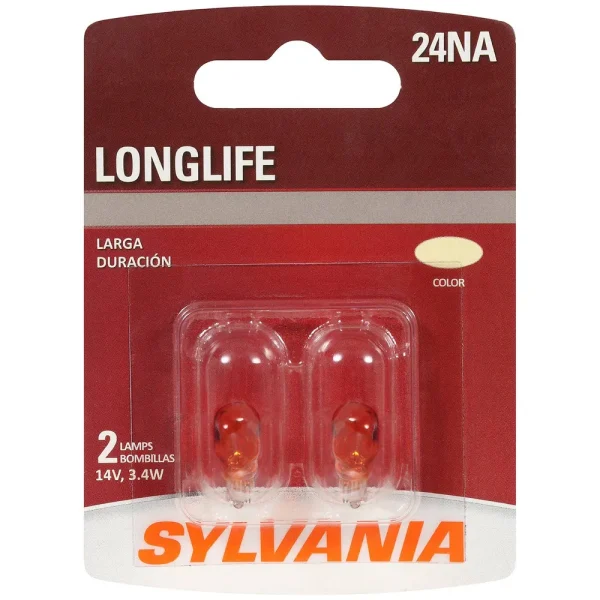 SYLVANIA 24NA Amber Long Life Incandescent Mini Bulb (Pack of 2) – 24NALLBP