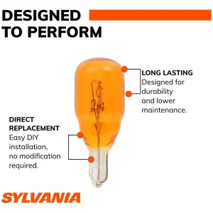 SYLVANIA 24NA Amber Long Life Incandescent Mini Bulb (Pack of 2) – 24NALLBP - view 2