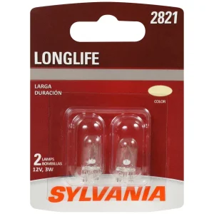 SYLVANIA 2821 Long Life Incandescent Mini Bulb (Pack of 2) – 2821LLBP
