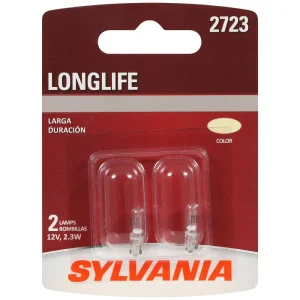 SYLVANIA 2723 Long Life Incandescent Mini Bulb (Pack of 2) – 2723LLBP