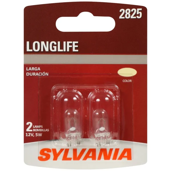 SYLVANIA 2825 Long Life Incandescent Mini Bulb (Pack of 2) – 2825LLBP