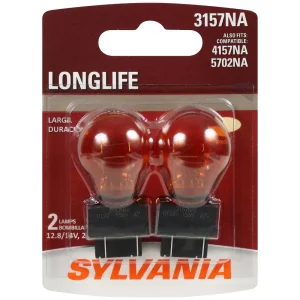 SYLVANIA 3157NA Amber Long Life Incandescent Mini Bulb (Pack of 2) – 3157NALLBP
