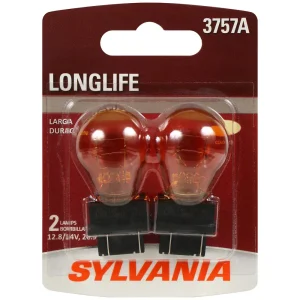 SYLVANIA 3757A Amber Long Life Incandescent Mini Bulb (Pack of 2) – 3757ALLBP