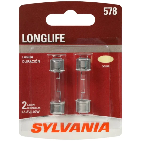 SYLVANIA 578 Long Life Incandescent Mini Bulb (Pack of 2) – 578LLBP
