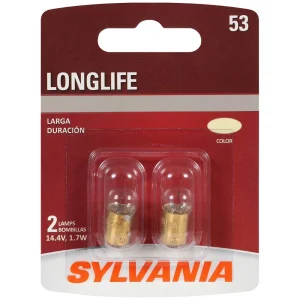 SYLVANIA 53 Long Life Incandescent Mini Bulb (Pack of 2) – 53LLBP