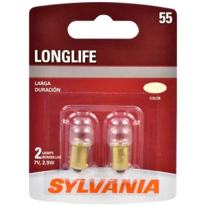 SYLVANIA 55 Long Life Incandescent Mini Bulb (Pack of 2) – 55LLBP
