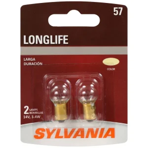 SYLVANIA 57 Long Life Incandescent Mini Bulb (Pack of 2) – 57LLBP