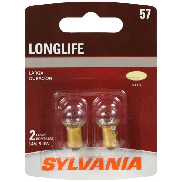 SYLVANIA 57 Long Life Incandescent Mini Bulb (Pack of 2) – 57LLBP