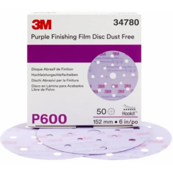 3M 6″ P600 Dust Free Purple Finishing Film Disc (34780)
