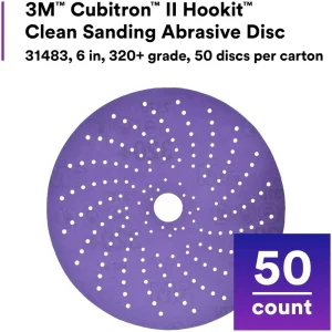 3M 6″ 320+ Grit Cubitron II Hookit Clean Sanding Abrasive Disc (31483) - view 2