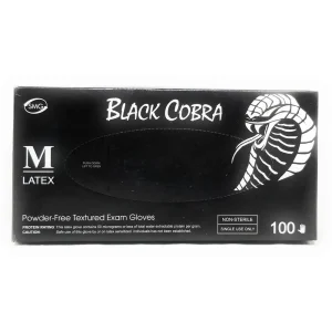 Adenna Black Cobra 5 Mil Powder-Free Textured Latex Exam Gloves, Medium (MG1992)