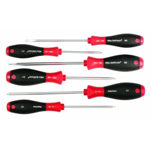 Wiha SoftFinish Screwdriver Set, Slotted, Phillips, Square (30291)