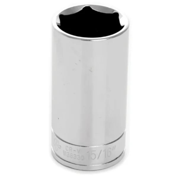 Performance Tool W38330 Chrome Socket, 3/8″ Drive, 15/16″, 6 Point, Deep