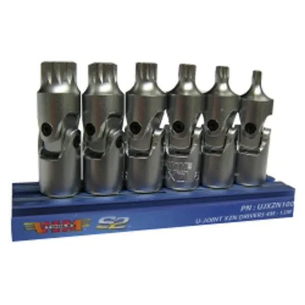 VIM Tools 6-Piece 1/4″ Drive Universal Joint XZN Triple Square Driver Set (UJXZN100)