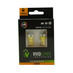Vivid Lumen Amber 194 LED Bulbs – Long-Lasting Pair (194A-5)