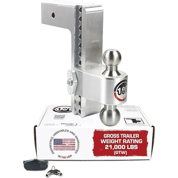 Weigh Safe Turnover Ball 10in Drop Hitch w/ 3in Shank 8K/21K GTWR w/Dual Pin Lock (WSFLTB10-3)