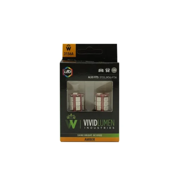 Vivid Lumen 3156 Amber LED Bulbs, Long Lasting – Pair (3156A-SMD)