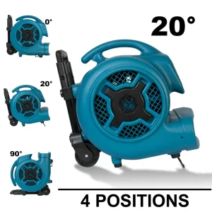XPOWER 3/4 HP 3200 CFM Air Mover with Telescopic Handle and Wheels (P-800H-Blue) - view 2