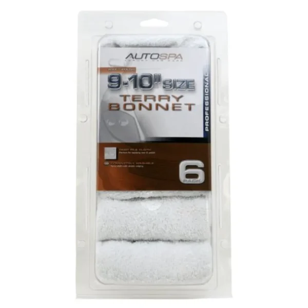 Carrand 45401AS AutoSpa Cotton Terry 9″-10″ Polish Bonnet, 6 Pack