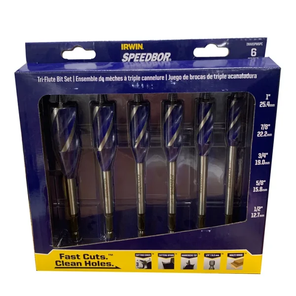 IRWIN Speedbor Spade Drill Bit Set – 6 Piece (IWAXSPM6PC)