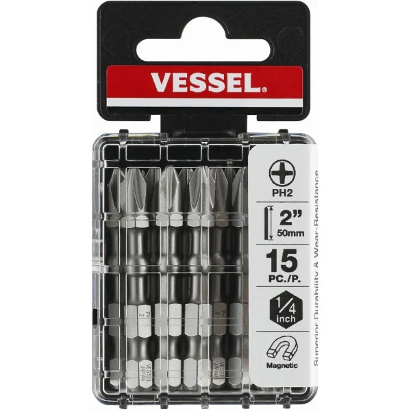 Vessel IMPACT BALL Torsion Bit PH2x50 15 Pc Set (IBPH250P15T)