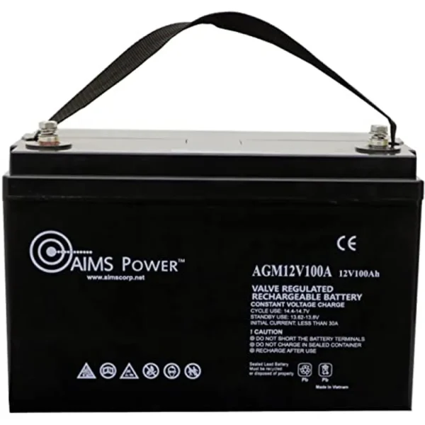 AIMS Power Heavy Duty Deep Cycle Battery 12V 100Ah (AGM12V100A)