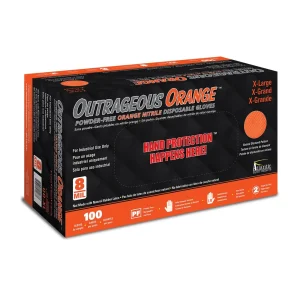 Lightning Gloves Atlantic Safety Products Outrageous Orange Nitrile Gloves (OO-L)