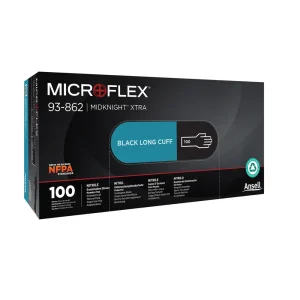Microflex 93-862L MidKnight XTRA Chemical Resistant Nitrile Gloves – L