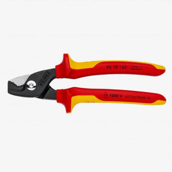 Knipex Cable Shears with StepCut Edge, Insulated, 6.3″ (9518160US)