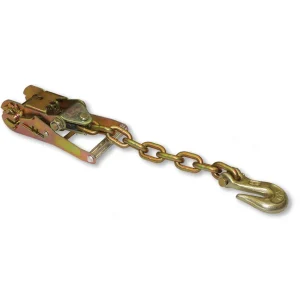 B/A 2″ Wide Handle Ratchet with Towing Chain and Clevis Grab Hook WLL 4000 lbs.
