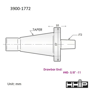 HHIP NMTB #40 TAPER TO JACOBS JT2 ARBOR (3900-1772) - view 4