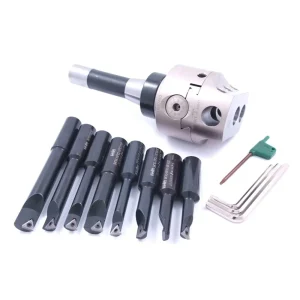 HHIP INDEXABLE TOOL SET WITH 3″ BORING HEAD, R8 SHANK & 8 BORING BARS (1001-0205)