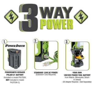 PowerSmith 5000 Lumen Work Light with 3-Way Power, Voyager Battery Included (PVLP50A) - view 2