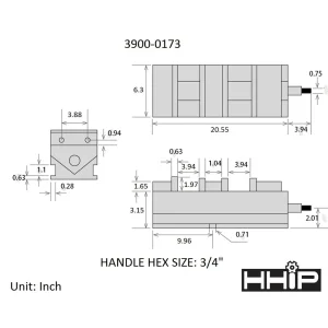HHIP 6″ TWIN-LOCK CNC MILLING VISE (3900-0173) - view 3