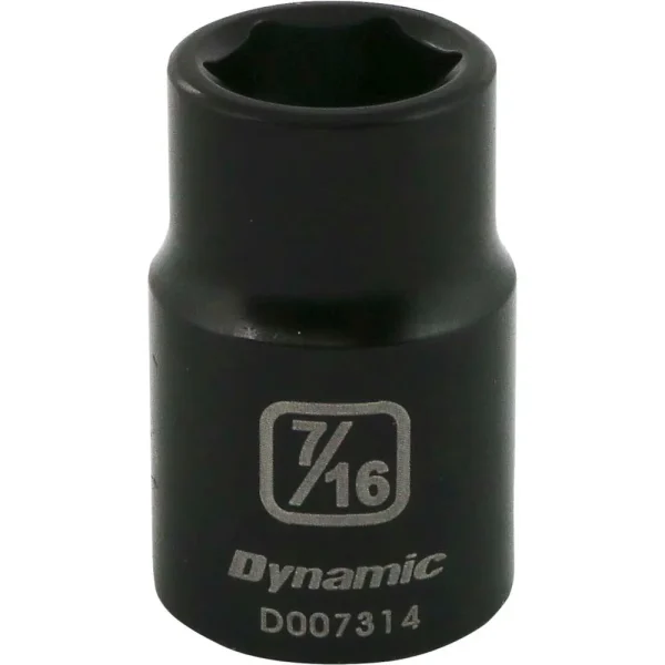 Dynamic Tools 3/8″ Drive 6 Point SAE, 7/16″ Standard Length, Impact Socket (D007314)