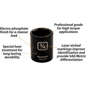 Dynamic Tools 3/8″ Drive 6 Point SAE, 7/16″ Standard Length, Impact Socket (D007314) - view 2