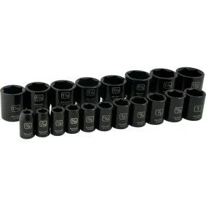 Dynamic Tools 1/2″ Drive 19 Pieces 6 Point Standard SAE Impact Socket Set (D018024)