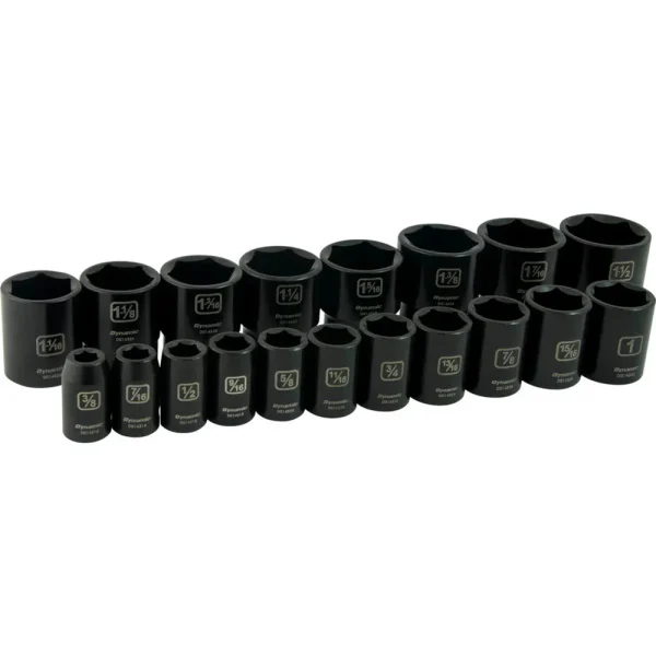 Dynamic Tools 1/2″ Drive 19 Pieces 6 Point Standard SAE Impact Socket Set (D018024)